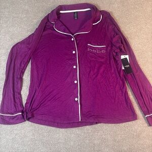 Bebe Purple Women's Pajama Top 1305